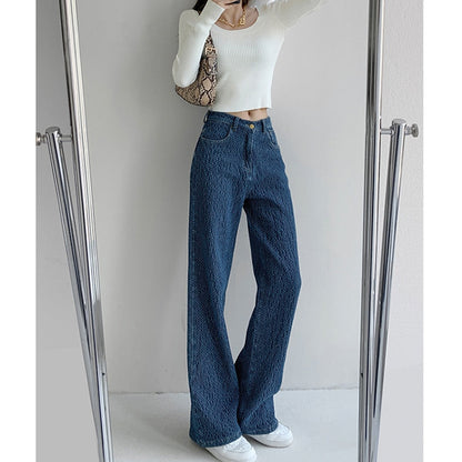 CityHottie - Women Jeans High Waist Casual Streetwear y2k Baggy Office Lady New Fashion Korean Denim Trousers Female Straight Wide Leg Pants