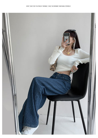 CityHottie - Women Jeans High Waist Casual Streetwear y2k Baggy Office Lady New Fashion Korean Denim Trousers Female Straight Wide Leg Pants