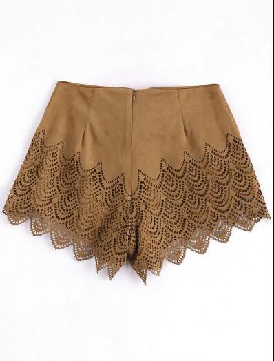 Gorgeous Laser Cut Lace-up Suede Shorts