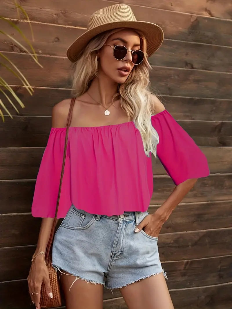 Yellow Chic Off Shoulder Solid T-Shirt