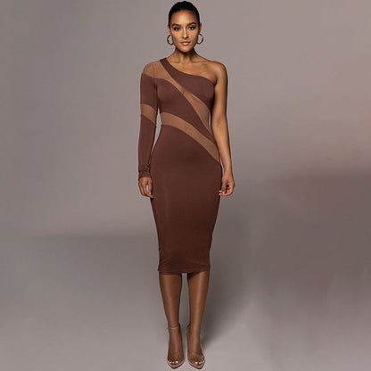 Jill Mesh See Through Patchwork Midi Dress