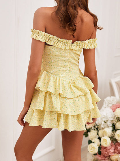 Marilyn Yellow Floral Print Mini Dress