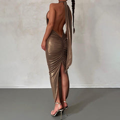 Grace Backless Back Split Maxi Dress