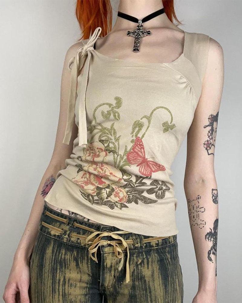 Grunge Butterfly Garden Tank Top