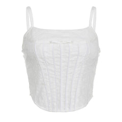 Solid textured bowknot applique zip-up cami top