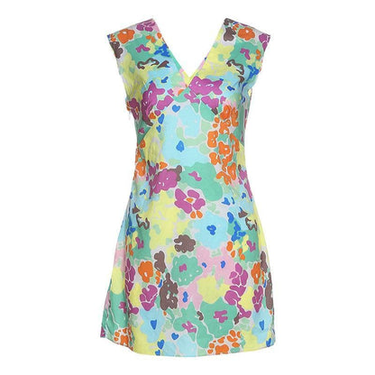 V neck floral print A line dress - Final Sale