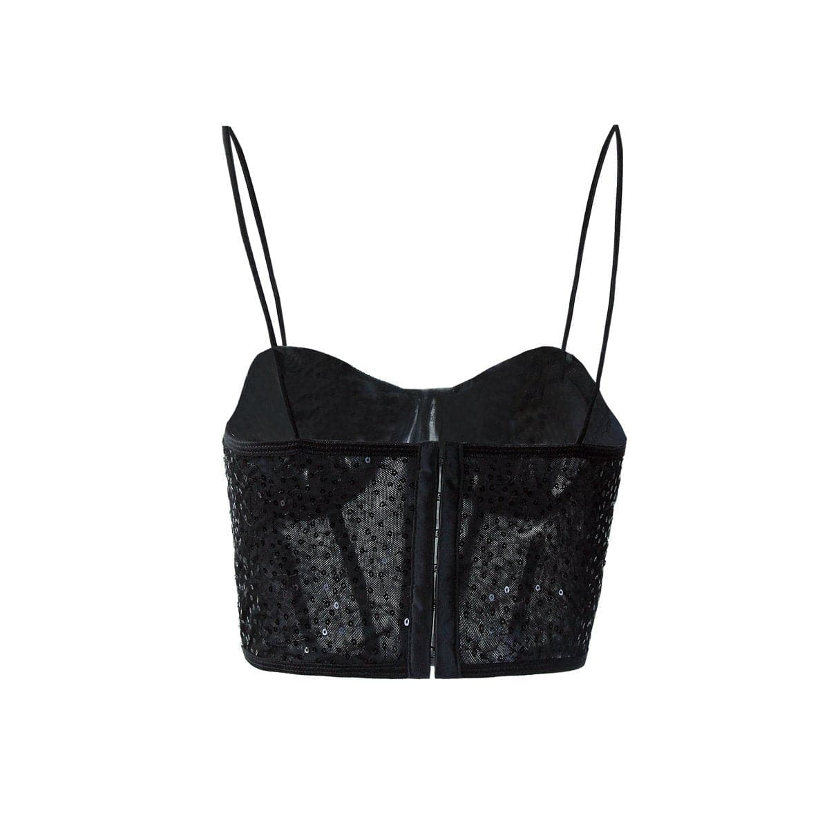 Spaghetti strap button glitter bustier cami top