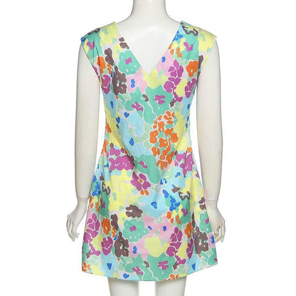 V neck floral print A line dress - Final Sale