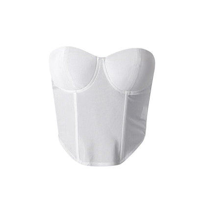 Solid padded corset sweetheart neck backless tube top