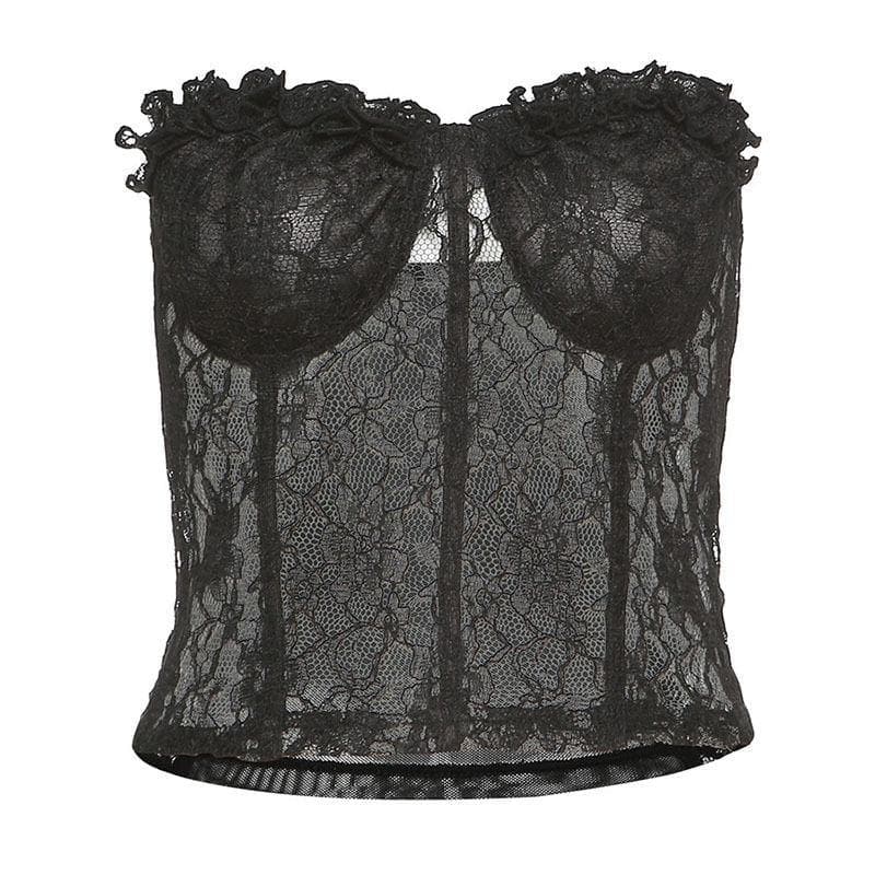 Sheer lace vintage tube top - Final Sale