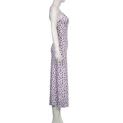 Flowers print low cut ruffle backless cami dress - Final Sale