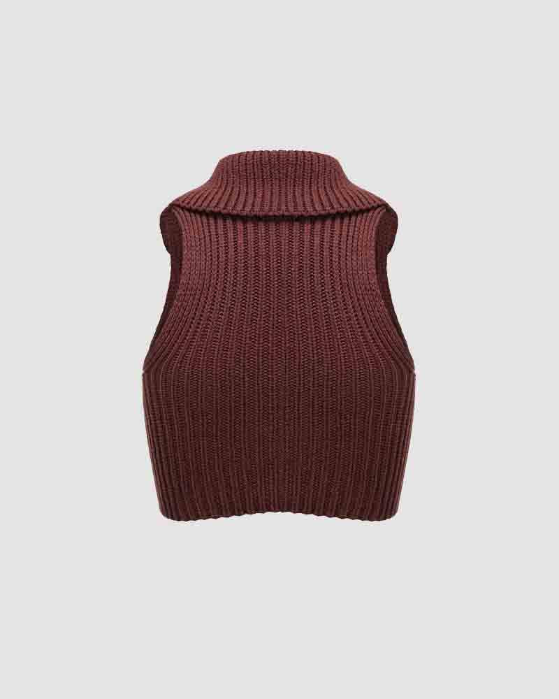 Roasted Syrup Ribbed Cropped Asymmetric Top