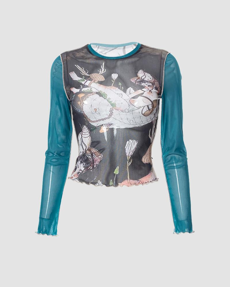 Mermaidens Oceanfloor Dip Mesh Top