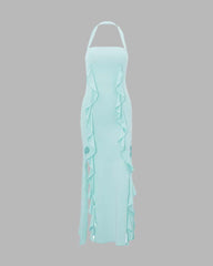 Ruin Destiny Slit Maxi Ruffle Dress