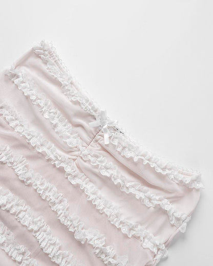 Pollux Ruffle Lace Tube Top