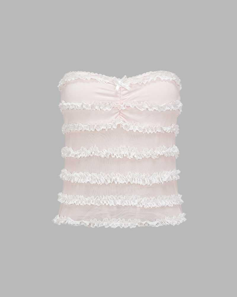 Pollux Ruffle Lace Tube Top