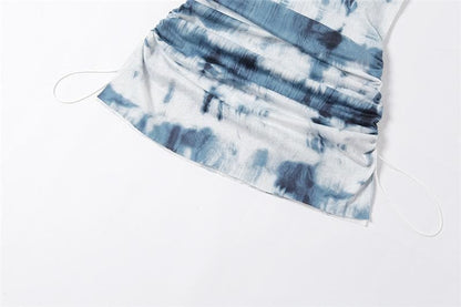 Cowl neck tie dye cami mini dress