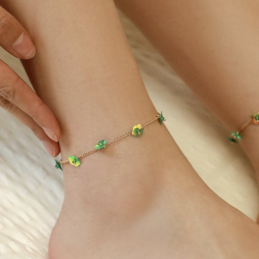 Flower decor chain anklet