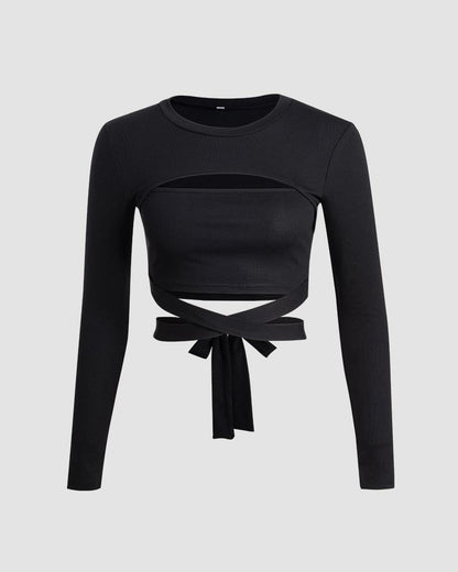 Naxos Wrap Cut Out Cropped Top