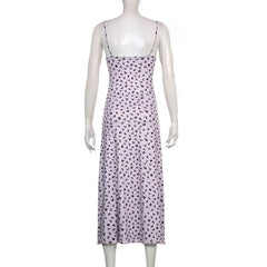 Flowers print low cut ruffle backless cami dress - Final Sale