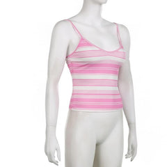 Striped contrast v neck backless cami top