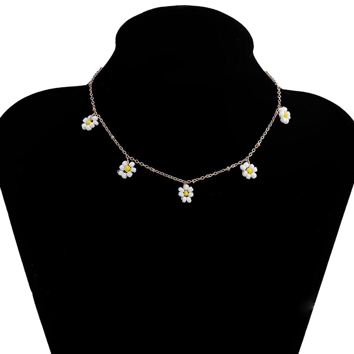 Flower pendant multicolor necklace