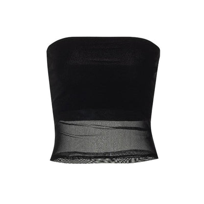 Solid sleeveless mesh backless tube top