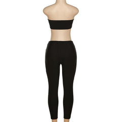 Contrast tube top backless sleeveless leggings pant set