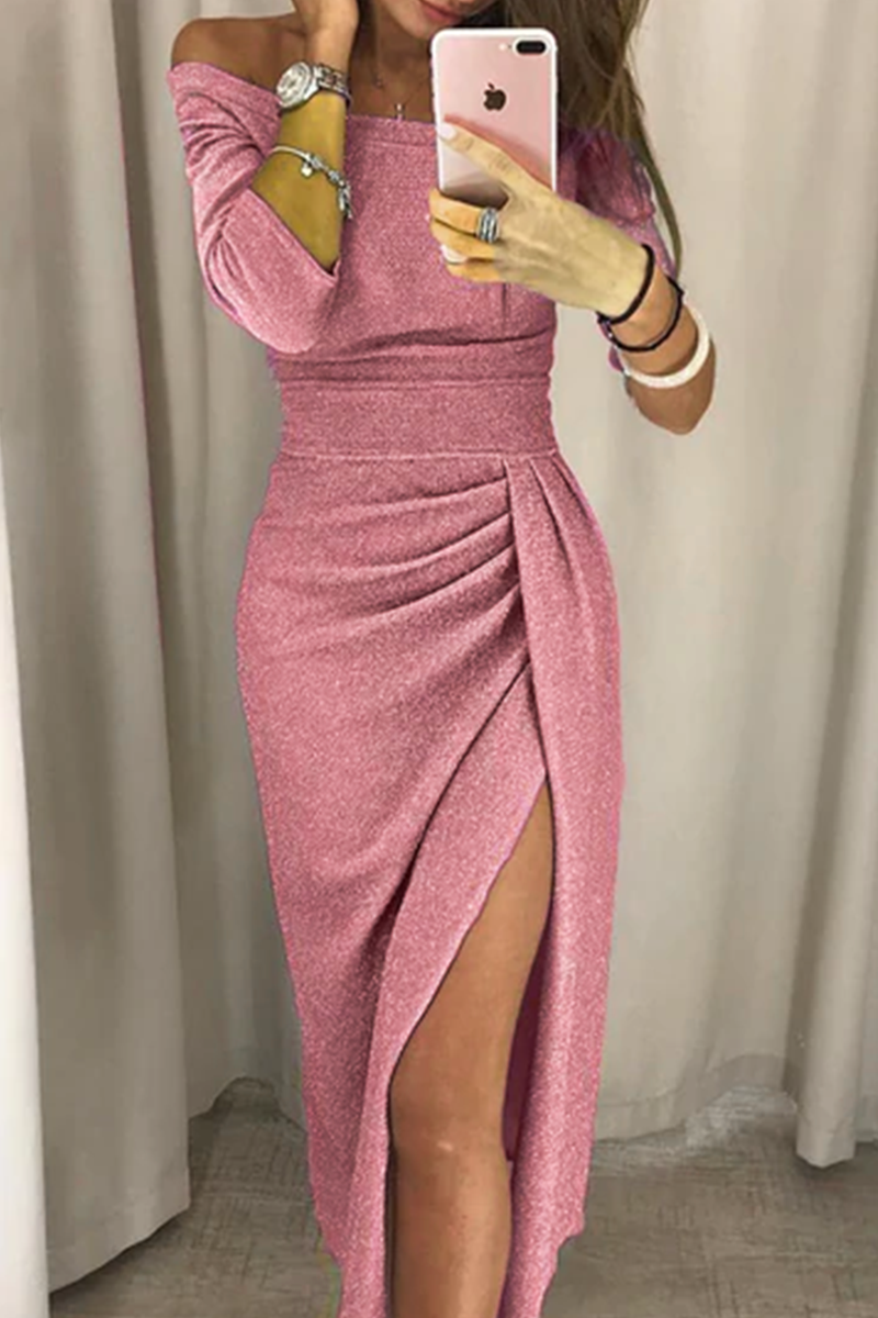 CityHottie Wrap Hip Slit Collar Maxi Dresses(5 Colors)