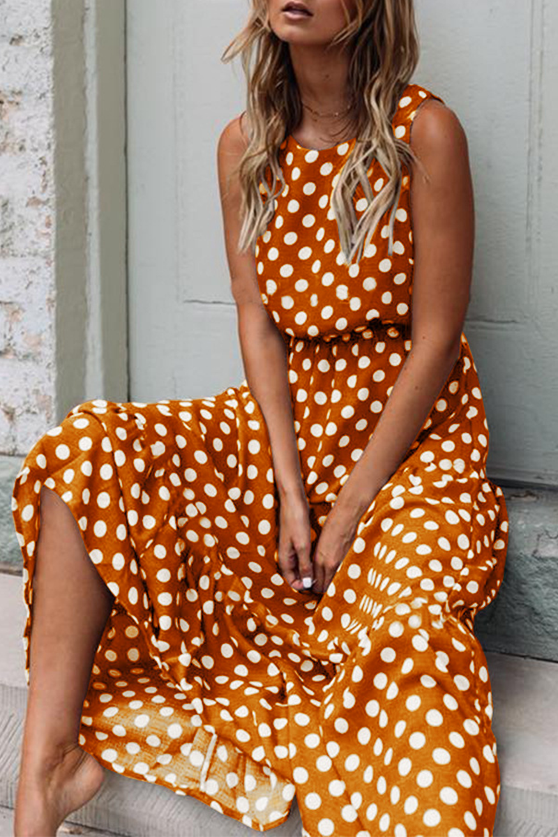 CityHottie Polka Dot Round Neck Dress（5 colors）