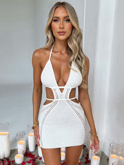Diane Hollow Out Halter Sexy Mini Dress